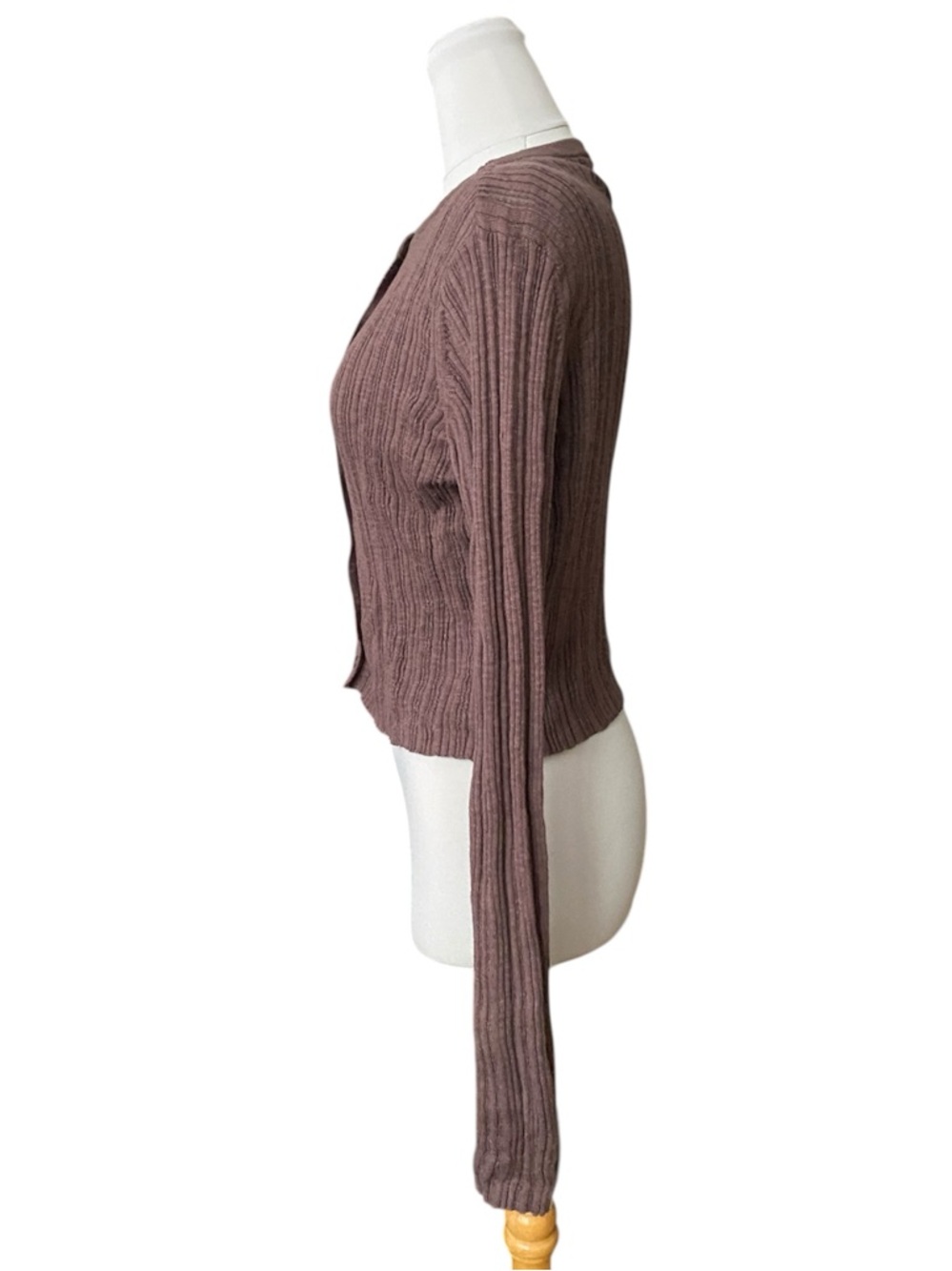 AE Ribbed Crew Neck Cardigan - Picture 5 of 8
